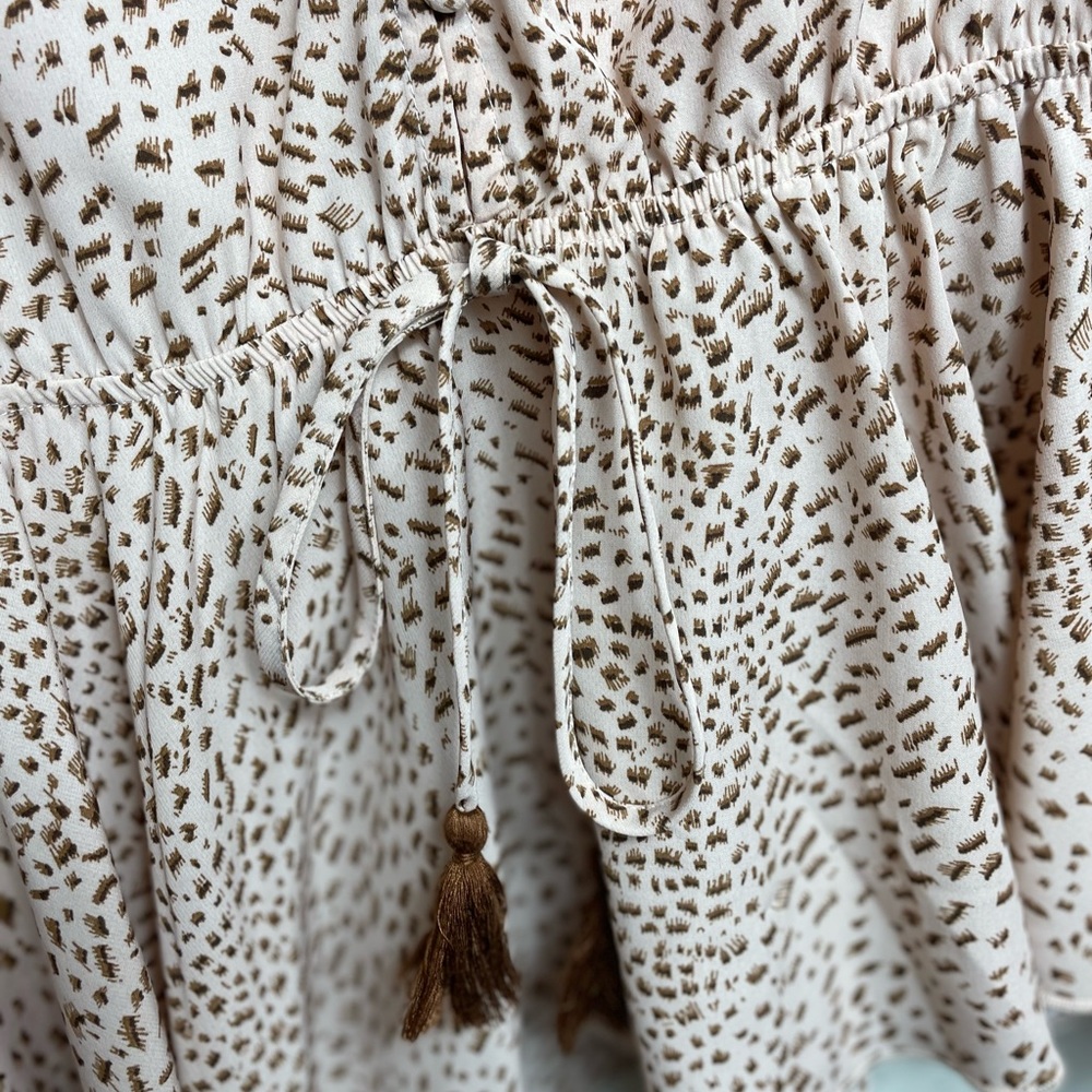 Aakaa Cheetah Print Button Up Drawstring Blouse S… - image 3